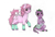 Size: 1000x689 | Tagged: safe, artist:ptg, baby lickety-split, spike (g1), dragon, pony, g1, my little pony: the movie (g1), bag, bow, clothes, crying, duo, duo male and female, female, filly, foal, frown, i'll go it alone, leg warmers, lidded eyes, looking back, looking down, male, raised hoof, sad, simple background, sitting, tail, tail bow, traditional art, white background