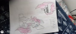 Size: 4160x1872 | Tagged: safe, artist:katlovescookies1, pinkie pie, g4, drawing, female, sideways image, solo, sunglasses, traditional art