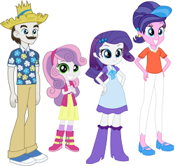 Size: 5500x5230 | Tagged: safe, artist:octosquish7260, cookie crumbles, hondo flanks, rarity, sweetie belle, human, equestria girls, g4, belle sisters, clothes, equestria girls-ified, family, father and child, father and daughter, female, male, mother and child, mother and daughter, shoes, siblings, simple background, sisters, transparent background, younger