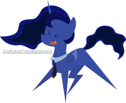 Size: 1486x1218 | Tagged: safe, artist:lost_memory, princess luna, alicorn, pony, g4, clothes, female, happy new year, holiday, jumping, lapel, lineless, modern art, necktie, simple background, solo, transparent background, xd