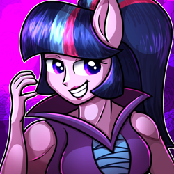 Size: 2000x2000 | Tagged: safe, artist:littletigressda, twilight sparkle, alicorn, equestria girls, g4, alternate design, clothes, dress, eyeshadow, high res, lipstick, makeup, sleeveless, solo, twilight sparkle (alicorn)