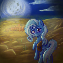 Size: 2048x2048 | Tagged: safe, artist:funnytrickytrixie, derpibooru exclusive, trixie, pony, unicorn, g4, bag, drawing, female, frown, high res, looking at you, looking back, looking back at you, mare, saddle bag, solo, wavy mouth