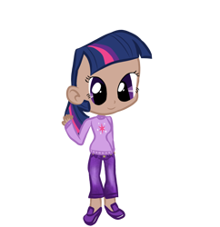 Size: 1486x1538 | Tagged: safe, twilight sparkle, human, g4, clothes, cutie mark on clothes, denim, female, humanized, jeans, pants, shirt, shoes, simple background, solo, transparent background, waving