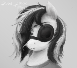 Size: 2822x2480 | Tagged: safe, alternate version, artist:some_ponu, dj pon-3, vinyl scratch, g4, black and white, female, grayscale, monochrome, solo