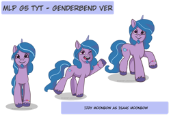 Size: 1024x697 | Tagged: safe, artist:zsnowfilez, izzy moonbow, pony, g5, my little pony: tell your tale, facial hair, goatee, isaac crestie, male, rule 63, simple background, solo, stallion, transparent background