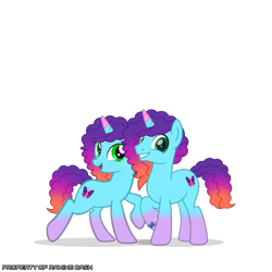 Size: 3600x3600 | Tagged: safe, artist:ramixe dash, misty brightdawn, pony, unicorn, g4, g5, dew daybreak, duo, female, g5 to g4, generation leap, male, mare, r63 paradox, rebirth dew, rebirth misty, rule 63, self paradox, self ponidox, simple background, stallion, transparent background