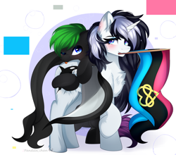 Size: 3172x2796 | Tagged: safe, artist:2pandita, oc, oc only, pony, unicorn, flag, mouth hold