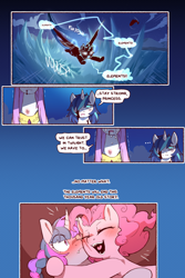 Size: 960x1440 | Tagged: safe, alternate version, artist:cold-blooded-twilight, nightmare moon, pinkie pie, princess celestia, princess luna, shining armor, twilight sparkle, alicorn, earth pony, pony, unicorn, cold blooded twilight, comic:cold storm, g4, blood, comic, crying, dialogue, gradient background, pink-mane celestia, speech bubble, unicorn twilight