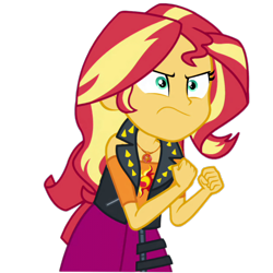Size: 1512x1512 | Tagged: safe, artist:cutler1228, edit, edited screencap, screencap, sunset shimmer, human, equestria girls, g4, background removed, female, fist, geode of empathy, magical geodes, not a vector, simple background, solo, sunset shimmer is not amused, transparent background, unamused
