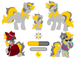 Size: 8000x6000 | Tagged: safe, artist:crazysketch101, oc, oc only, oc:venture heart, pony, unicorn, chest fluff, glasses, reference sheet, simple background, solo, sunglasses, transparent background