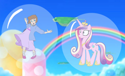 Size: 2736x1660 | Tagged: safe, artist:princessedith568, princess cadance, alicorn, g4, bubble, crossover, disney, duo, duo female, female, in bubble, mario party, nintendo, peter pan