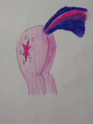 Size: 3072x4096 | Tagged: safe, anonymous artist, twilight sparkle, pony, unicorn, g4, butt, butt focus, colored, female, plot, solo, traditional art, twibutt, unicorn twilight