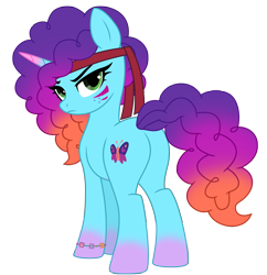 Size: 9787x10117 | Tagged: safe, artist:ejlightning007arts, misty brightdawn, pony, unicorn, friday night food fight, g4, g5, my little pony: tell your tale, spoiler:g5, spoiler:my little pony: tell your tale, spoiler:tyts01e66, badass, bandana, butt, butt focus, coat markings, cute, freckles, g5 to g4, generation leap, gradient mane, looking back, makeup, mistybetes, mistybutt, plot, rebirth misty, serious, simple background, socks (coat markings), solo, transparent background, vector, war paint
