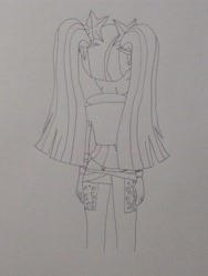 Size: 3072x4096 | Tagged: safe, anonymous artist, aria blaze, human, equestria girls, g4, ass, beautiful, beautiful hair, beautisexy, butt, butt crack, buttcrack, cute, female, funny, hilarious, humanized, pretty, rear view, sexy, solo, traditional art