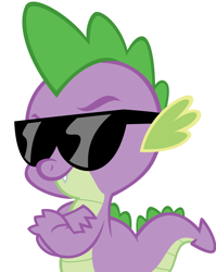 Size: 4289x5393 | Tagged: safe, spike, dragon, g4, crossed arms, male, simple background, solo, sunglasses, white background