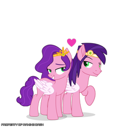 Size: 3600x3600 | Tagged: safe, artist:ramixe dash, pipp petals, pegasus, pony, g4, g5, duo, female, g5 to g4, generation leap, heart, male, mare, pip corolla, r63 paradox, rule 63, self paradox, self ponidox, selfcest, shipping, simple background, stallion, straight, transparent background