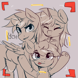 Size: 3000x3000 | Tagged: safe, artist:kristina, oc, alicorn, earth pony, pegasus, pony, unicorn, camera shot, commission, couple, selfie, trio, ych result