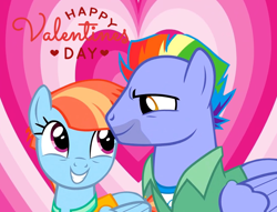 Size: 944x720 | Tagged: artist needed, safe, anonymous artist, artist:twilyisbestpone, bow hothoof, windy whistles, pegasus, pony, g4, cute, duo, female, grin, heart, heart background, hearts and hooves day, holiday, looking at each other, looking at someone, male, mare, married couple, ship:windyhoof, shipping, smiling, smiling at each other, song in the description, stallion, straight, valentine's day, valentine's day card, valentine's day picture, wholesome, windybetes