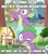 Size: 500x563 | Tagged: safe, edit, edited screencap, screencap, spike, dragon, dragon quest, g4, just for sidekicks, my little pony: friendship is magic, angry, caption, fence, fist, golden oaks library, image macro, imgflip, pointing, ponyville, smiling, solo, text