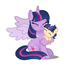 Size: 1448x1360 | Tagged: safe, artist:moonnight-mary, twilight sparkle, oc, oc:starglow sentry, alicorn, pony, unicorn, g4, baby, baby pony, female, mother and child, mother and daughter, offspring, parent:flash sentry, parent:twilight sparkle, parents:flashlight, simple background, transparent background, twilight sparkle (alicorn)