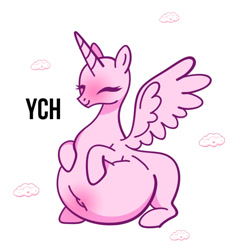 Size: 1024x1024 | Tagged: safe, artist:rjin, oc, oc only, pony, adult, any race, belly, big belly, blushing, commission, cute, fat, fat fetish, female, fetish, mare, princess, simple background, white background, ych sketch, your character here