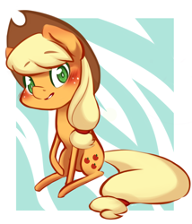 Size: 4122x4820 | Tagged: safe, artist:aisuroma, applejack, earth pony, pony, g4, absurd resolution, blushing, female, looking at you, mare, sitting, solo