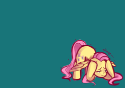 Size: 3507x2480 | Tagged: safe, artist:aisuroma, fluttershy, pegasus, pony, g4, cowering, face down ass up, female, high res, mare, simple background, solo, teary eyes