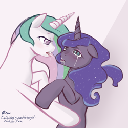 Size: 1280x1275 | Tagged: safe, artist:aisuroma, princess celestia, princess luna, alicorn, pony, g4, after kiss, female, incest, kissing, lesbian, making out, mare, royal sisters, ship:princest, shipping, siblings, sisters, teary eyes, teeth