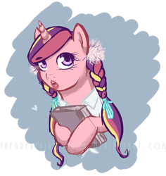 Size: 900x955 | Tagged: safe, artist:aisuroma, princess cadance, pony, g4, alternate hairstyle, book, braid, bust, clothes, holding, lipstick, shirt, simple background, solo, tween