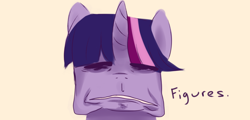 Size: 1280x616 | Tagged: safe, artist:aisuroma, twilight sparkle, pony, unicorn, g4, bust, disappointed, faic, female, mare, portrait, simple background, solo
