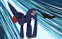 Size: 1280x811 | Tagged: safe, artist:aisuroma, oc, oc only, pony, unicorn, bronycurious, giga drill breaker, solo, tengen toppa gurren lagann, unshorn fetlocks, worried