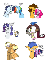 Size: 750x1005 | Tagged: safe, artist:milkeal, applejack, cheese sandwich, discord, flash sentry, fluttershy, pinkie pie, prince blueblood, rainbow dash, rarity, soarin', trenderhoof, twilight sparkle, alicorn, draconequus, earth pony, pegasus, pony, unicorn, g4, female, male, mare, ship:cheesepie, ship:discoshy, ship:flashlight, ship:rariblood, ship:soarindash, shipping, simple background, stallion, straight, transparent background, trenderjack