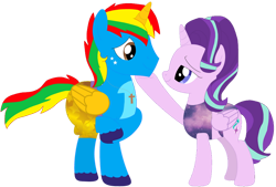 Size: 828x560 | Tagged: safe, artist:rydersimmer, starlight glimmer, oc, oc:shield wing, alicorn, g4, alicornified, duo, female, male, mare, race swap, simple background, stallion, starlicorn, transparent background, xk-class end-of-the-world scenario