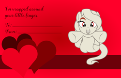 Size: 3156x2028 | Tagged: safe, artist:badumsquish, derpibooru exclusive, oc, oc only, oc:fleece, ittan-momen, monster pony, original species, pony, youkai, g4, female, flirting, happy, heart, holiday, incoming hug, looking at you, mare, open mouth, open smile, outstretched arms, pounce, smiling, solo, valentine, valentine's day, valentine's day card