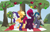 Size: 1805x1153 | Tagged: safe, artist:darktailsko, applejack, rarity, tempest shadow, oc, oc:elizabat stormfeather, alicorn, bat pony, bat pony alicorn, earth pony, pony, unicorn, g4, adult blank flank, alicorn oc, apple, apple tree, applejack's hat, bat pony oc, bat wings, bipedal, blank flank, broken horn, canon x oc, chocolate, cowboy hat, eye scar, eyeshadow, facial scar, female, food, freckles, grass, hat, hearts and hooves day, holiday, horn, hug, kissing, lesbian, makeup, mare, mare on mare, one eye closed, picnic, picnic blanket, pony on pony action, scar, ship:rarijack, shipping, sitting, stormshadow, tree, valentine's day, wings, wink