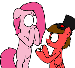 Size: 3351x3023 | Tagged: safe, artist:professorventurer, oc, oc:cassie venturer, oc:professor venturer, earth pony, pegasus, pony, bipedal, hearts and hooves day, holiday, jewelry, marriage proposal, not pinkamena, ring, shocked, touched, valentine's day