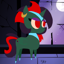 Size: 1280x1280 | Tagged: safe, alternate version, artist:skycandy, oc, oc only, oc:skycandy, alicorn, moon, solo