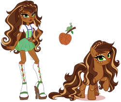 Size: 3472x2934 | Tagged: safe, artist:gihhbloonde, applejack, doll pony, earth pony, human, original species, pony, equestria girls, g4, bracelet, cedar wood, closed mouth, clothes, crossover, crossover fusion, doll, drugs, ever after high, eyeshadow, female, freckles, fusion, green eyes, hand on hip, high heels, jewelry, joint, lightly watermarked, long hair, long mane, long tail, looking at you, makeup, mare, marijuana, raised hoof, sandals, self paradox, self ponidox, shirt, shoes, shorts, simple background, skirt, smiling, socks, suspenders, tail, transparent background, watermark, wood pony