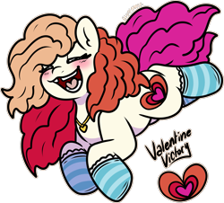 Size: 1855x1674 | Tagged: safe, artist:sexygoatgod, oc, oc only, oc:valentines victory, earth pony, pony, adoptable, clothes, female, gap teeth, simple background, socks, solo, striped socks, transparent background