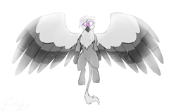 Size: 4099x2609 | Tagged: safe, artist:somber, oc, oc only, oc:gabriela snowfeather, angel, griffon, female, griffon oc, simple background, solo, white background