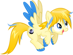 Size: 900x685 | Tagged: safe, artist:catwhitney, oc, oc only, oc:bubblebell, pegasus, pony, colored wings, female, flying, mare, open mouth, open smile, simple background, smiling, solo, transparent background, two toned wings, unshorn fetlocks, vector, wings