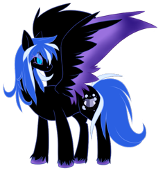 Size: 627x660 | Tagged: safe, artist:akurei269, oc, oc only, oc:bubblebell, pegasus, pony, colored wings, nightmarified, simple background, solo, spread wings, transparent background, two toned wings, unshorn fetlocks, wings