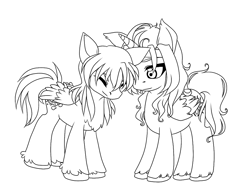 Size: 900x693 | Tagged: safe, artist:akurei269, oc, oc:bubblebell, alicorn, pegasus, pony, lineart, ponified, simple background, tales of series, tales of symphonia, unshorn fetlocks, white background, zelos wilder