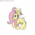 Size: 500x500 | Tagged: safe, fluttershy, pegasus, g4, blushing, hand, korean, looking back, raised tail, simple background, sweat, sweatdrop, tail, white background, wings