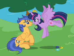 Size: 828x629 | Tagged: safe, artist:lilaclavender27, flash sentry, twilight sparkle, alicorn, pegasus, pony, g4, duo, female, hearts and hooves day, male, mare, ship:flashlight, shipping, stallion, straight, twilight sparkle (alicorn)