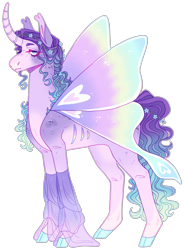 Size: 2091x2827 | Tagged: safe, artist:sleepy-nova, oc, oc only, oc:magical beauty, alicorn, pony, butterfly wings, cloven hooves, curved horn, female, horn, mare, simple background, solo, transparent background, wings