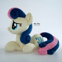 Size: 1600x1601 | Tagged: safe, artist:meplushyou, bon bon, sweetie drops, earth pony, pony, g4, female, irl, lying down, photo, plushie, simple background, solo, white background