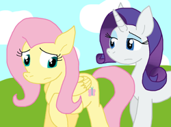 Size: 1032x766 | Tagged: safe, artist:cmara, fluttershy, rarity, pegasus, pony, unicorn, g4, duo, duo female, female