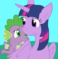 Size: 816x827 | Tagged: safe, artist:cmara, spike, twilight sparkle, alicorn, dragon, pony, g4, male, twilight sparkle (alicorn), winged spike, wings