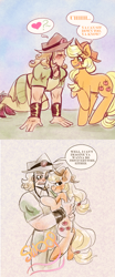 Size: 1659x4000 | Tagged: safe, artist:mimiporcellini, applejack, earth pony, human, pony, g4, anime, comic, crossover, crossover shipping, female, hol horse, holjack, interspecies, jojo's bizarre adventure, male, mare, shipping, straight